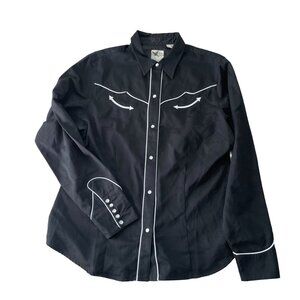 Roper Pearl Snap Western Shirt Women's XL Black Cowboy Country Rodeo